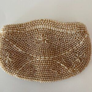 Vintage Pearl Beaded Coin Clutch Zippered Purse Made In Japan